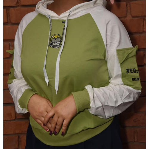 Women Light Green Performance Fleece Pullover Hoodie with Arm pocket Design